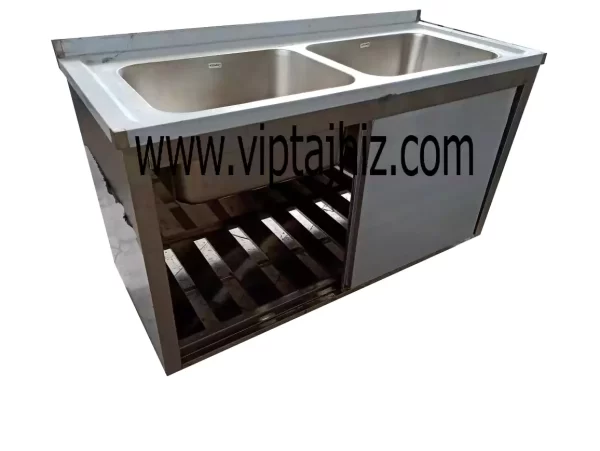 خرید سینک صنعتی استیل کابینت دار 150 سانتی