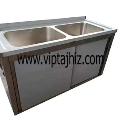 سینک صنعتی استیل کابینت دار سایز 150