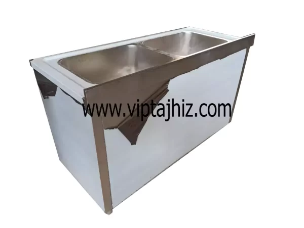 قیمت سینک صنعتی استیل کابینت دار 150 سانتی