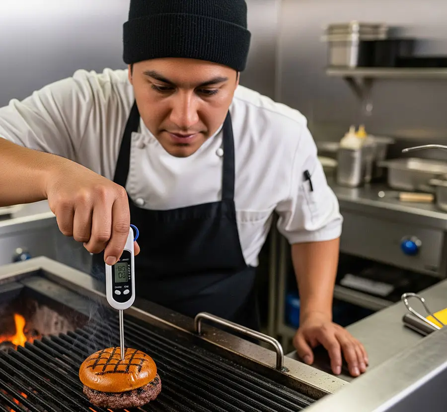 تشخیص پخت برگر با دماسنج مخصوص