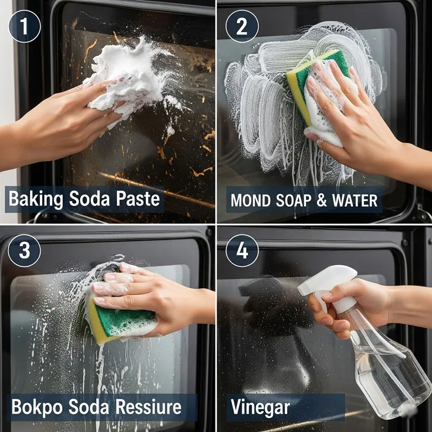 تمیز کردن شیشه فر پیتزا