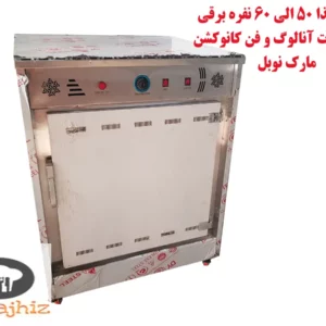 نمای روبرو دستگاه گرم کن غذا 50 نفره برقی با ترموستات آنالوگ