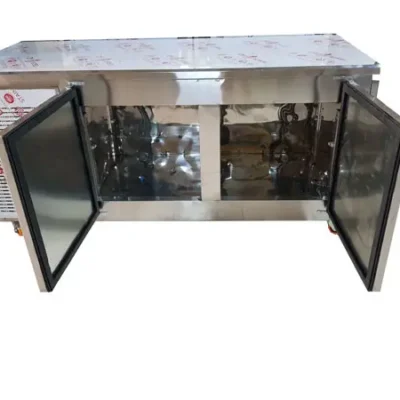 جنس بدنه، صفحه کار و تحمل وزن یخچال میز کاری استیل 150 سانتی